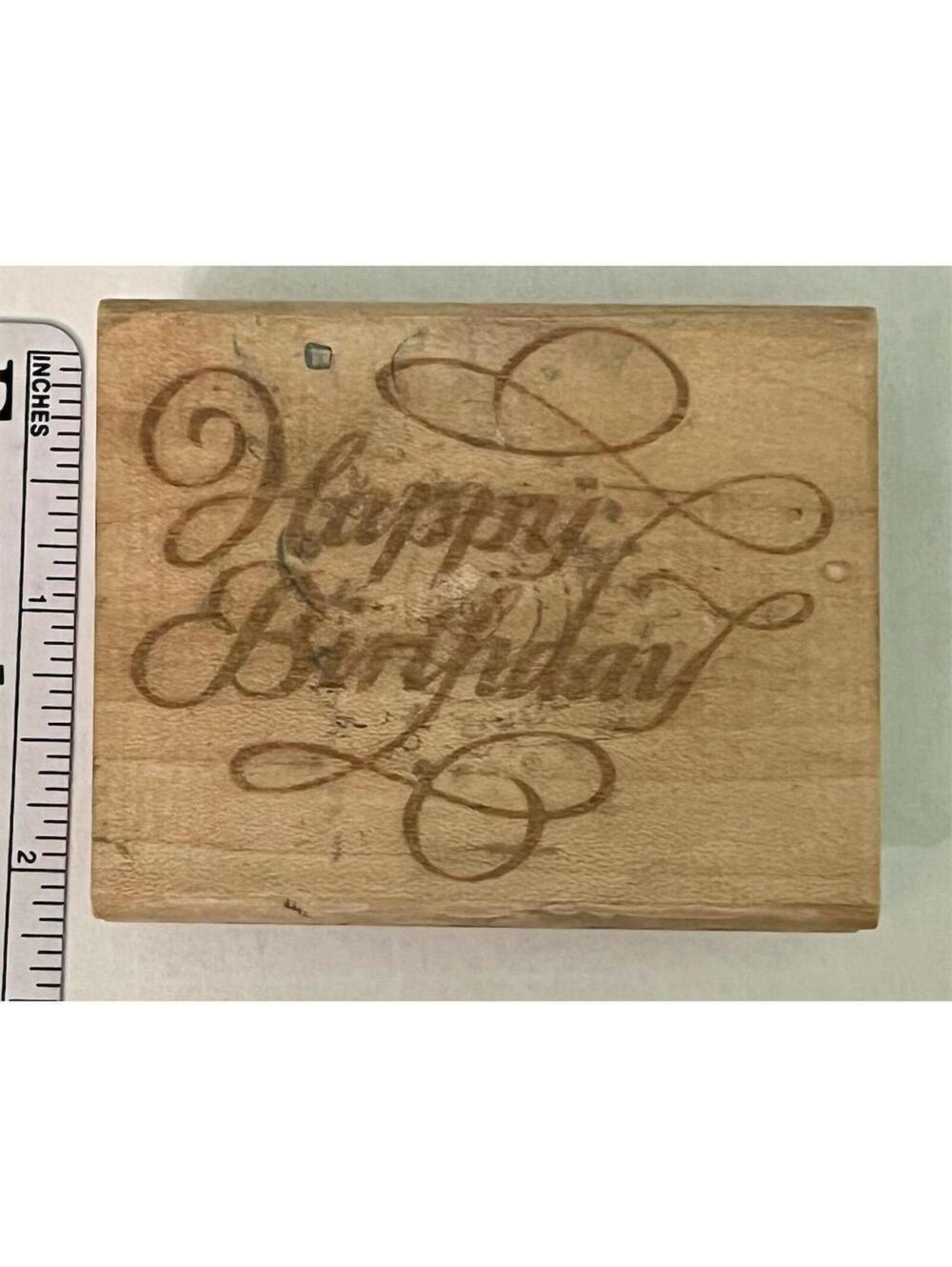 Rubber Stampede Elegant Happy Birthday Wood Mounted Rubber Stamp